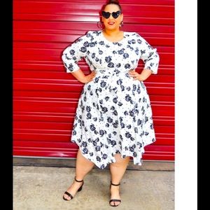Lane Bryant Black and White Floral Dress